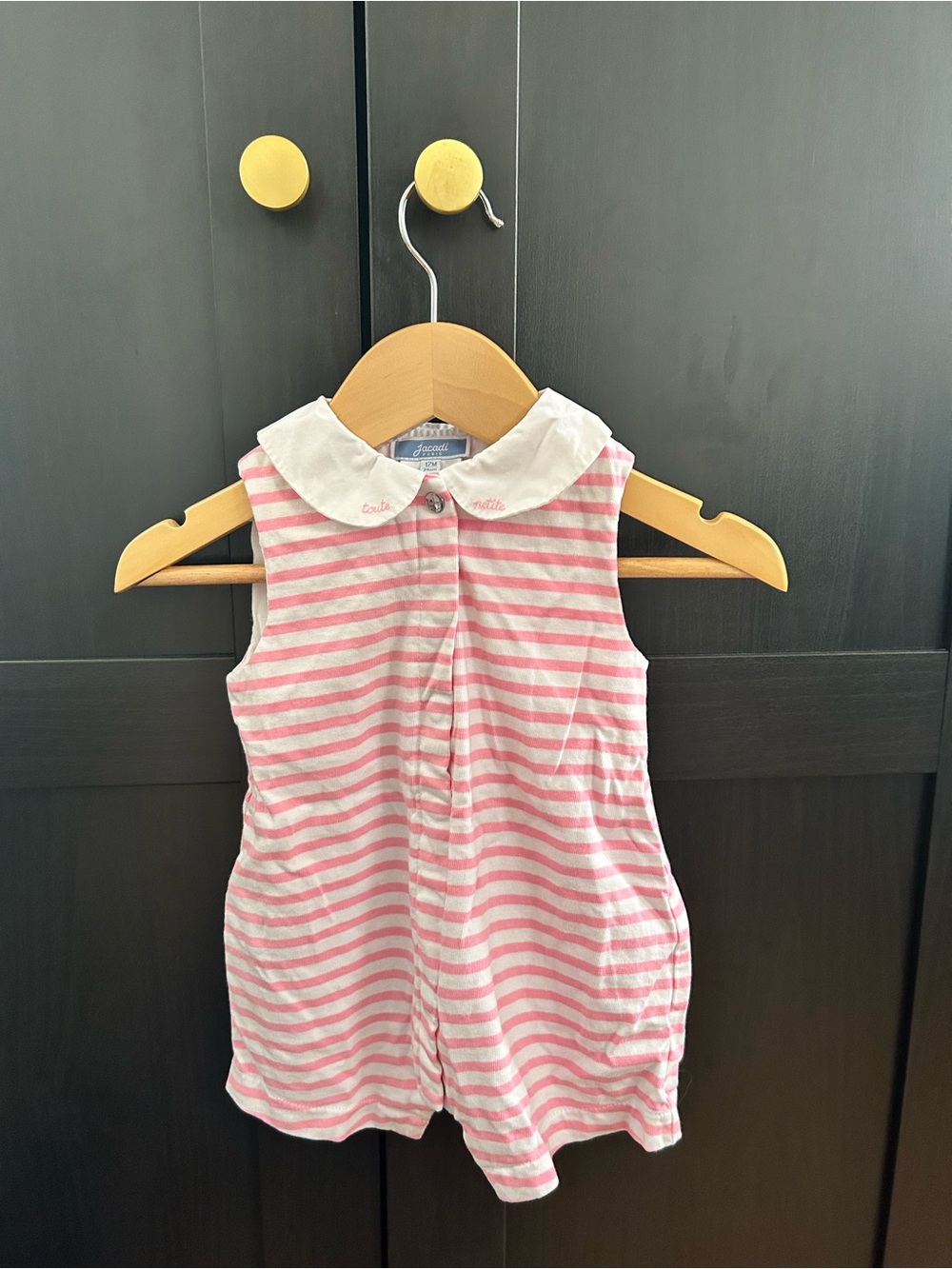 Jacadi Pink & White Striped Sleeveless Top with Peter Pan Collar